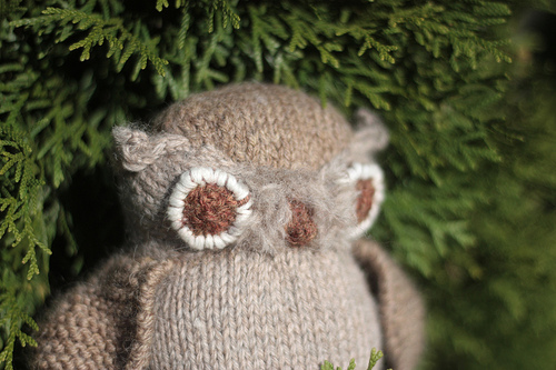 knit horned owl toy